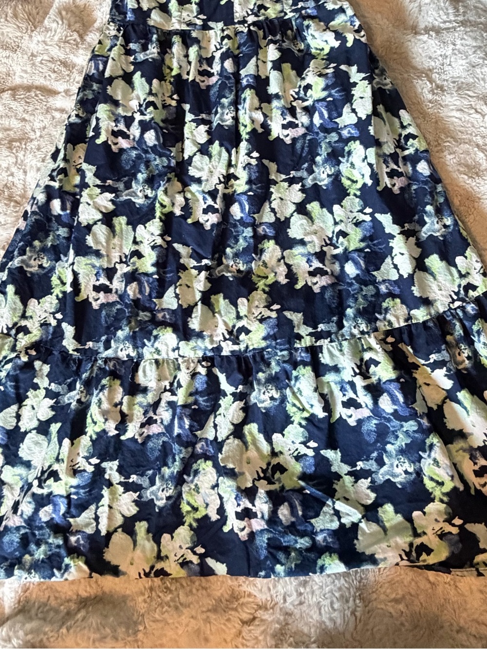 Girls Navy Floral Summer Dress with Ruffle Hem